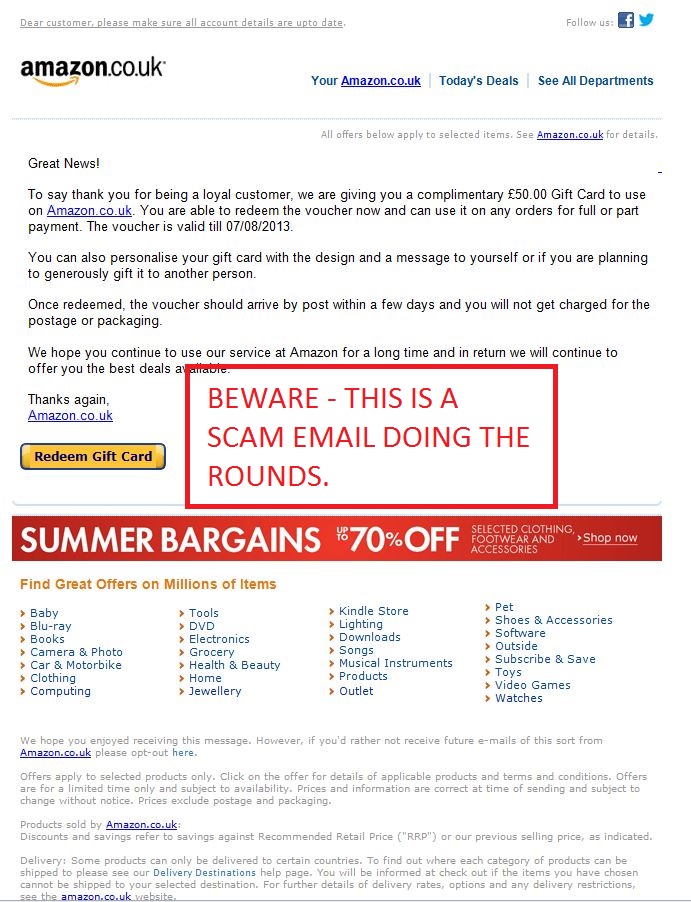 Phishing Email - Amazon eGift Scam