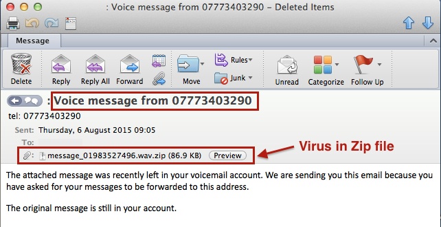 Virus masquerading as a Voicemail message – IT Office Blog